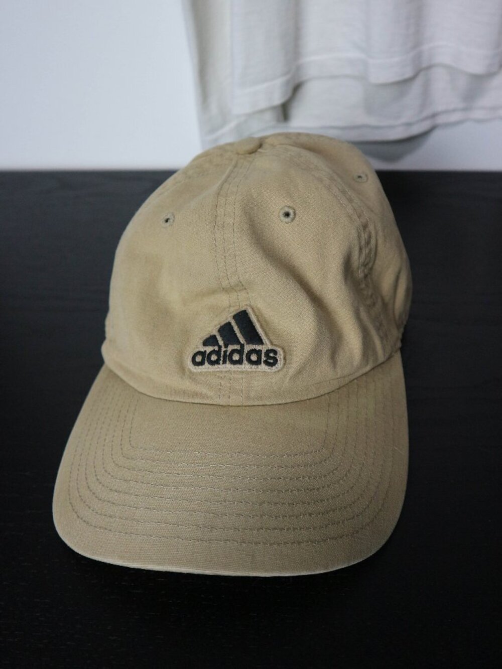 Adidas Beige Logo Strapback Hat Vintage